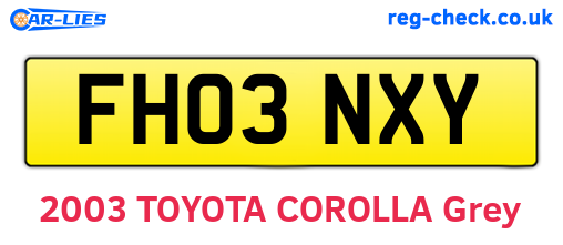 FH03NXY are the vehicle registration plates.