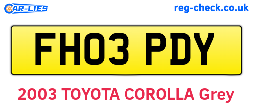 FH03PDY are the vehicle registration plates.