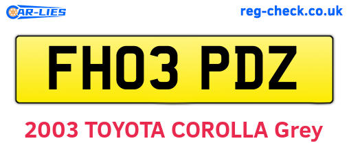 FH03PDZ are the vehicle registration plates.
