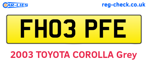 FH03PFE are the vehicle registration plates.