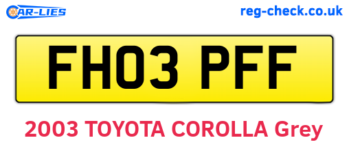 FH03PFF are the vehicle registration plates.