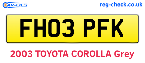 FH03PFK are the vehicle registration plates.
