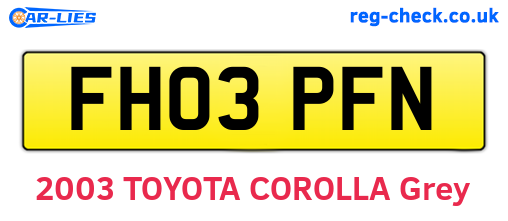 FH03PFN are the vehicle registration plates.