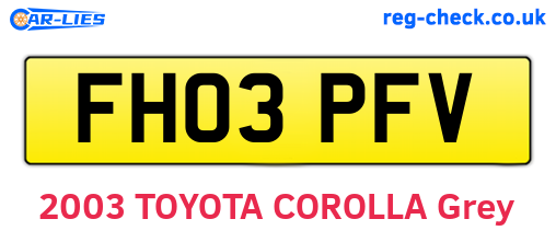 FH03PFV are the vehicle registration plates.