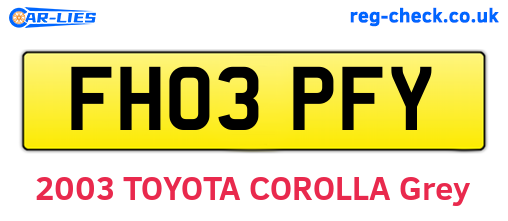 FH03PFY are the vehicle registration plates.