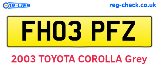 FH03PFZ are the vehicle registration plates.