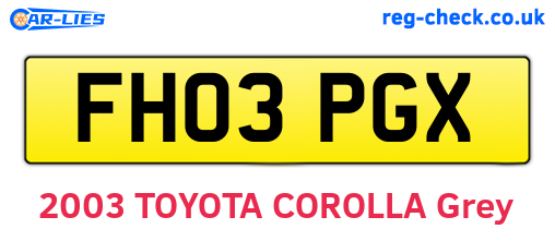 FH03PGX are the vehicle registration plates.