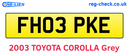 FH03PKE are the vehicle registration plates.