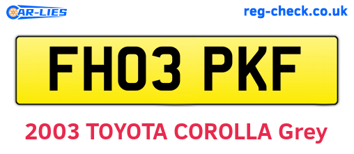 FH03PKF are the vehicle registration plates.