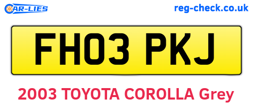 FH03PKJ are the vehicle registration plates.