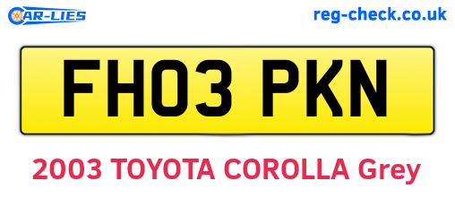 FH03PKN are the vehicle registration plates.