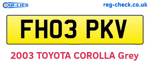 FH03PKV are the vehicle registration plates.