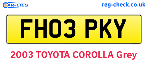 FH03PKY are the vehicle registration plates.