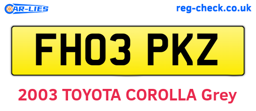 FH03PKZ are the vehicle registration plates.
