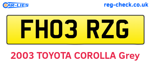 FH03RZG are the vehicle registration plates.