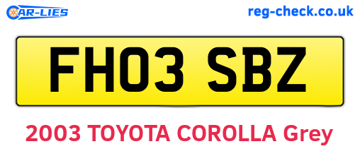 FH03SBZ are the vehicle registration plates.