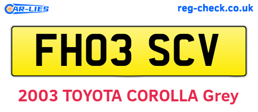 FH03SCV are the vehicle registration plates.