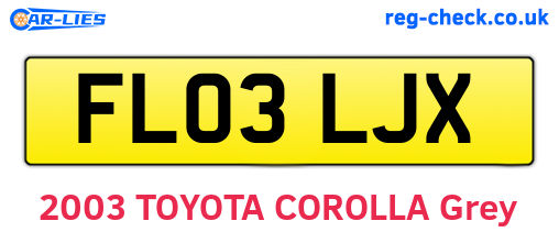 FL03LJX are the vehicle registration plates.