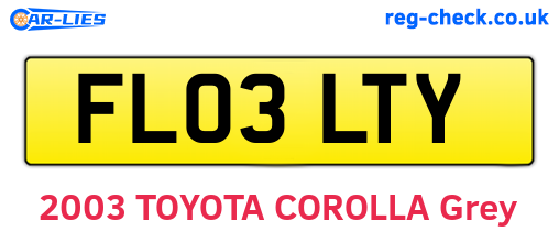 FL03LTY are the vehicle registration plates.