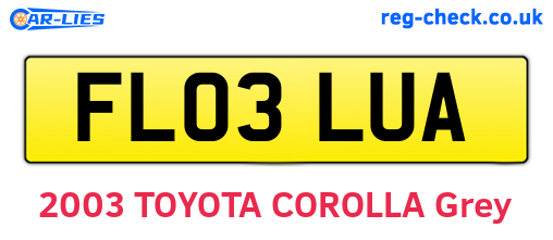 FL03LUA are the vehicle registration plates.