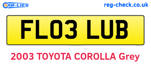 FL03LUB are the vehicle registration plates.