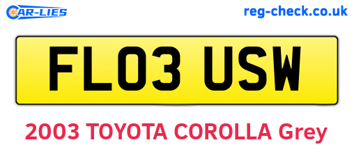 FL03USW are the vehicle registration plates.