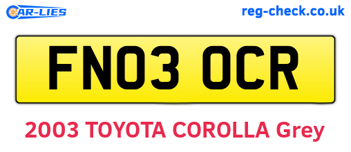 FN03OCR are the vehicle registration plates.
