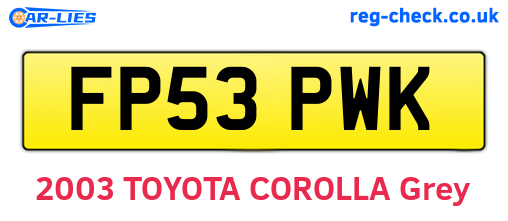 FP53PWK are the vehicle registration plates.