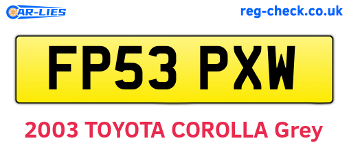 FP53PXW are the vehicle registration plates.