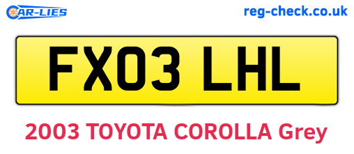 FX03LHL are the vehicle registration plates.