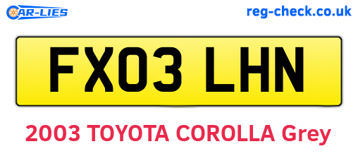 FX03LHN are the vehicle registration plates.