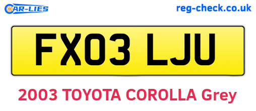 FX03LJU are the vehicle registration plates.