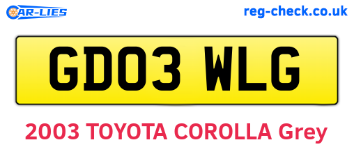 GD03WLG are the vehicle registration plates.