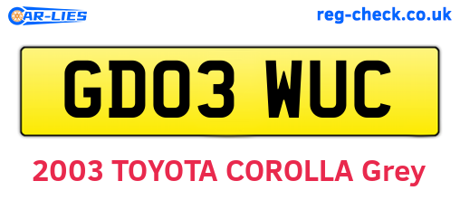 GD03WUC are the vehicle registration plates.