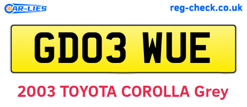 GD03WUE are the vehicle registration plates.