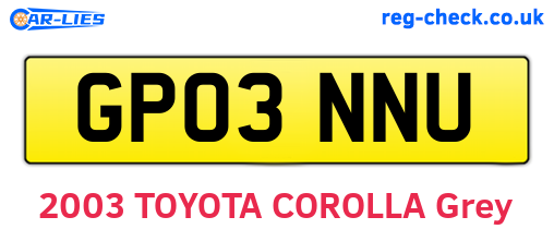 GP03NNU are the vehicle registration plates.
