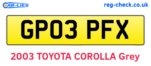 GP03PFX are the vehicle registration plates.