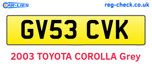 GV53CVK are the vehicle registration plates.