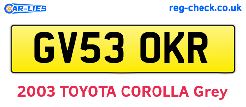 GV53OKR are the vehicle registration plates.