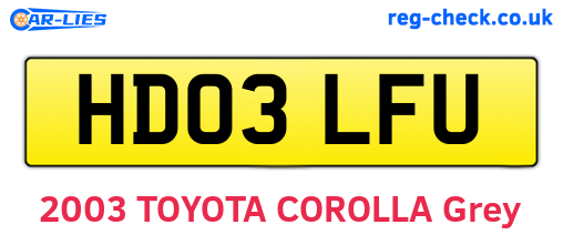 HD03LFU are the vehicle registration plates.