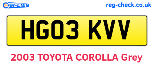 HG03KVV are the vehicle registration plates.