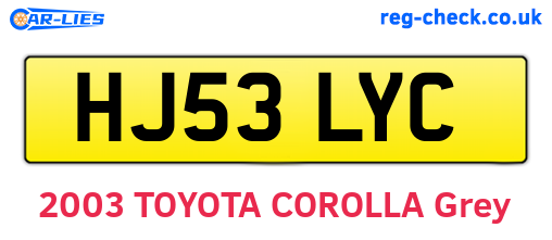 HJ53LYC are the vehicle registration plates.