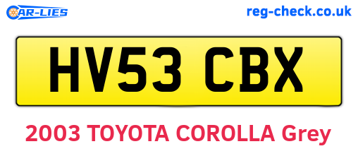 HV53CBX are the vehicle registration plates.