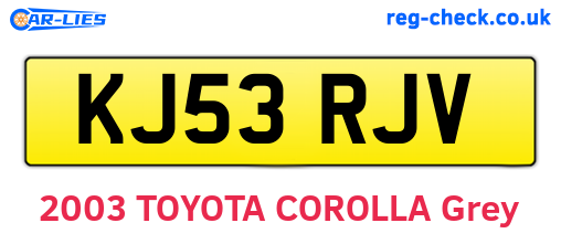 KJ53RJV are the vehicle registration plates.