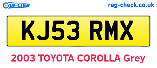 KJ53RMX are the vehicle registration plates.