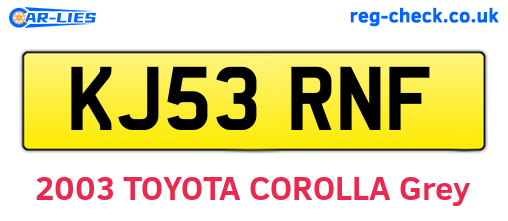 KJ53RNF are the vehicle registration plates.