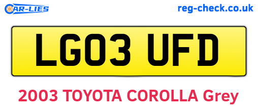 LG03UFD are the vehicle registration plates.