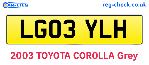 LG03YLH are the vehicle registration plates.