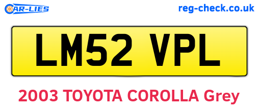 LM52VPL are the vehicle registration plates.