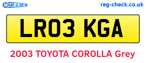 LR03KGA are the vehicle registration plates.